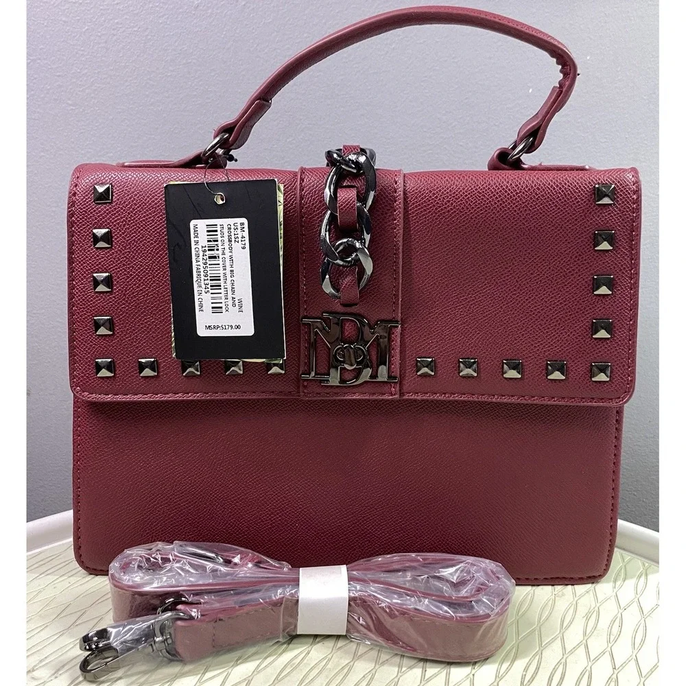 Badgley Mischka‎ Women's Vegan Leather Crossbody Burgundy Purse MSRP $179 NWT